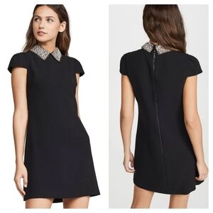Alice + Olivia Coley Black A-line Dress Crystal Peter Pan Collar Sz 10 Riverdale